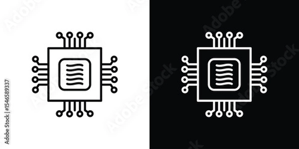 Obraz Processor icon in black. flat graphic vector icon