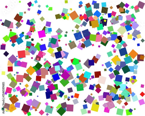 Fototapeta Abstract vector background of random scattered colorful squares. Pattern of colorful squares with different sizes on a white background. 
