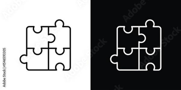 Obraz Puzzle icon in black. flat graphic vector icon