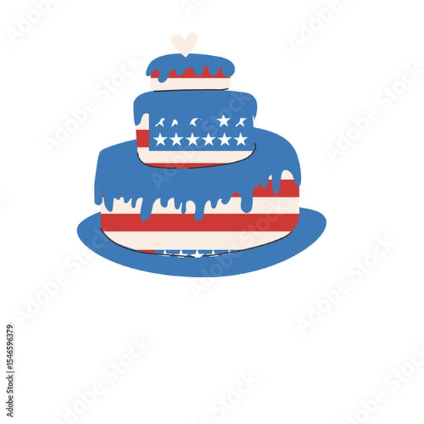 Fototapeta Patriotic cake design with stars and stripes for 4th of july celebration.