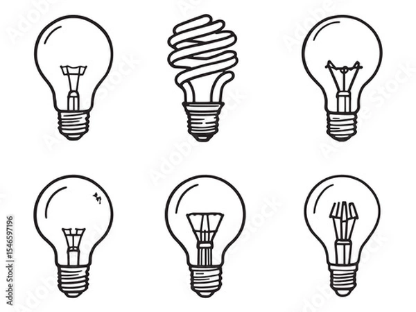 Obraz Bulb Simple Black Line Drawing Pack