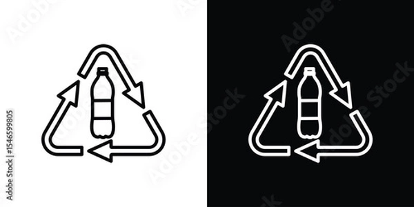 Obraz Recycle plastic icon in black. flat graphic vector icon