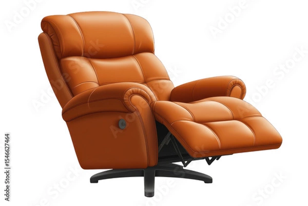 Fototapeta Sink into comfort with this plush orange leather recliner your personal relaxation haven for on transparent background