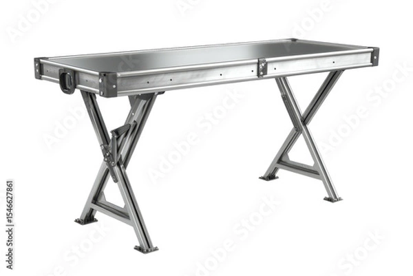 Fototapeta Rugged metal table ready for action evokes workshop ingenuity industrial strength with on transparent background