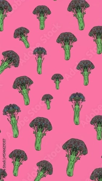 Obraz escarole pattern on plain pink bright background cartoon design art illustration background for card or invitation quirky vibrant retro concept