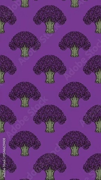 Obraz escarole pattern on plain purple bright background cartoon design art illustration background for card or invitation quirky vibrant retro concept