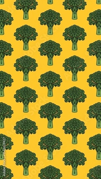 Obraz escarole pattern on plain yellow bright background cartoon design art illustration background for card or invitation quirky vibrant retro concept
