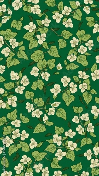 Obraz mizuna pattern on plain green bright background cartoon design art illustration background for card or invitation quirky vibrant retro concept