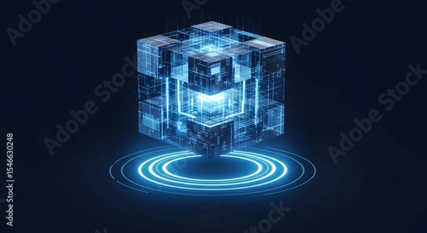 Fototapeta Advanced Digital Cube Technology for Modern Computing