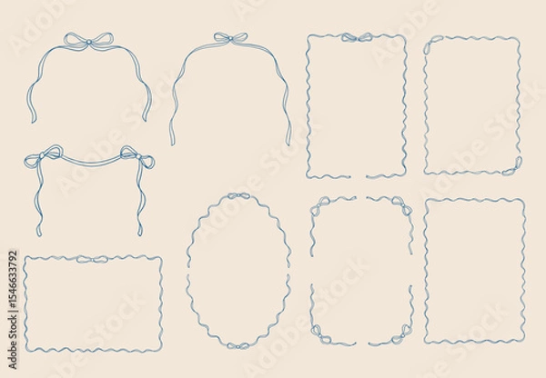 Obraz Whimsical Coquette Retro Hand Drawn Vector Frames