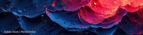 Obraz Deep blue, red, black liquid blend; heavy grain, noise effect , retro, marble