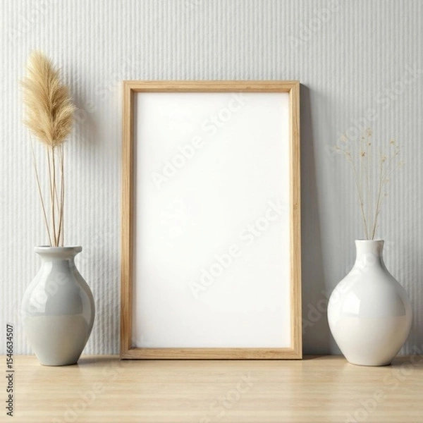 Obraz Empty wooden frame with visible texture, ready for artwork, still life, picture