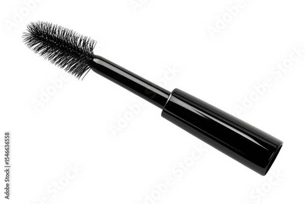 Fototapeta A sleek mysterious black mascara wand promising dramatic long lashes in a single swipe with on transparent background