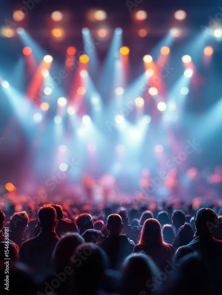 Obraz Audience in front of vibrant stage lights with a blurred backdrop