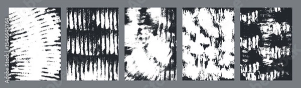 Obraz Set of abstract grunge brush stroke textures with hand-drawn lines and stripe patterns for artistic backdrops and design elements. Vector illustration