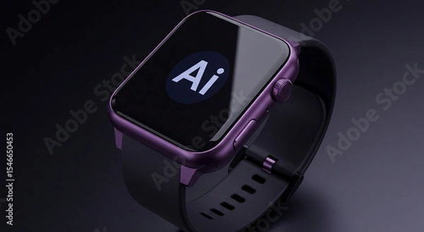 Fototapeta AI Smartwatch Close-up with Digital Display