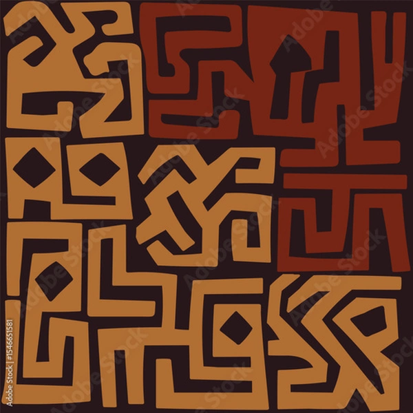 Fototapeta Hand drawn colorful seamless pattern. African motif. Material is not AI