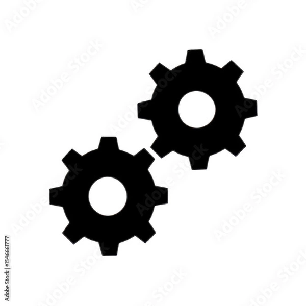 Obraz Configuration, gear icon on transparent background Two interlocking gears symbolizing teamwork.