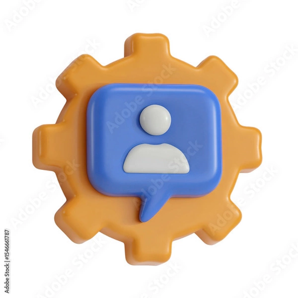 Obraz 3 d icon gear with person technology User interface icon for digital communication.