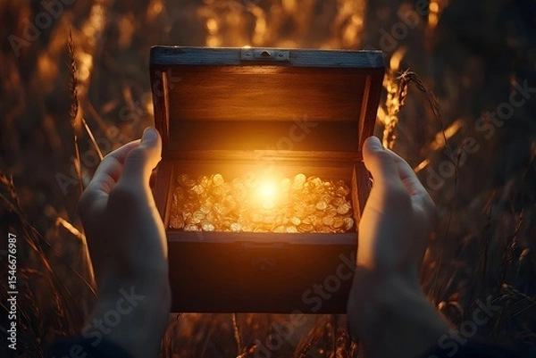 Fototapeta Hidden treasure in a field
