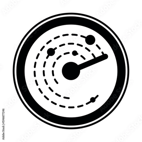 Fototapeta Round Radar vector icon. Military search system.
 Tech sensor circle symbol. Style is flat symbol, black color, rounded angles, white background