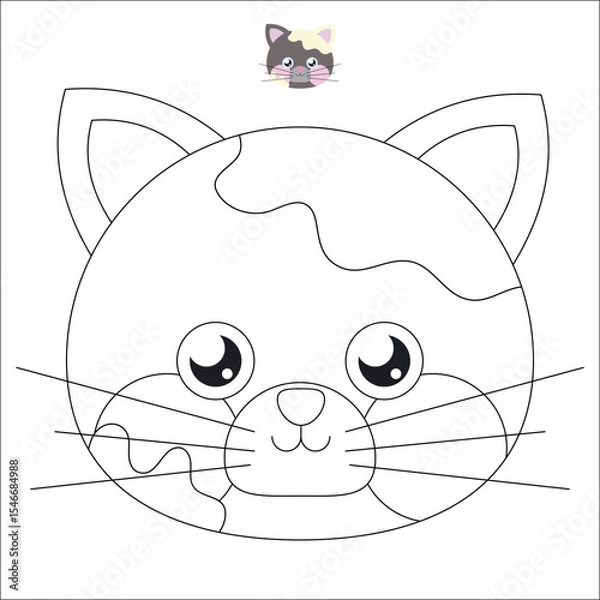 Fototapeta Coloring. Cute outlined faces of jungle and forest animals coloring vector illustrations.