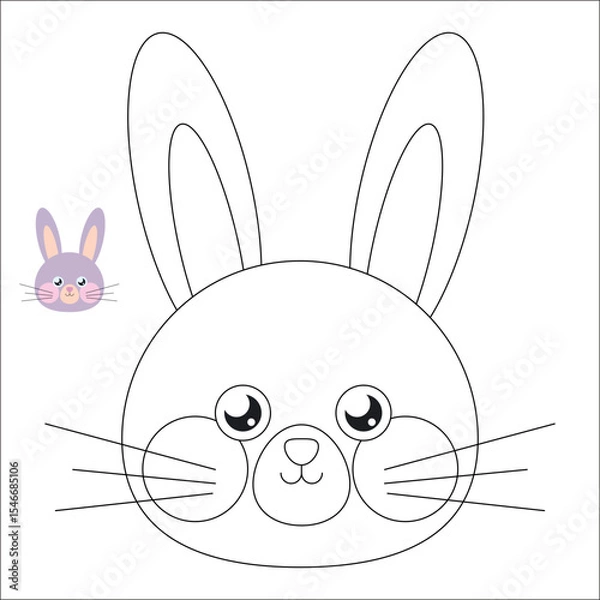 Fototapeta Coloring. Cute outlined faces of jungle and forest animals coloring vector illustrations.