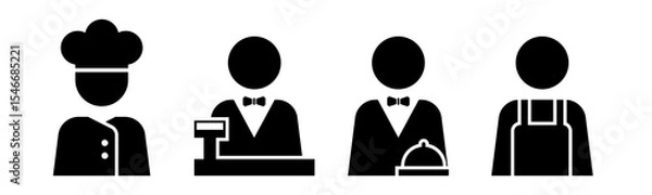 Obraz Chef, Cashier, Waiter, Cleaner icon set illustration vector.