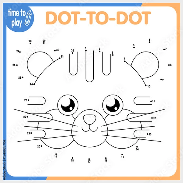 Fototapeta Dot to dot. Connect the dots. Game for kids. Vector illustration. Funny animals