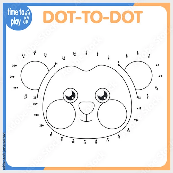 Fototapeta Dot to dot. Connect the dots. Game for kids. Vector illustration. Funny animals