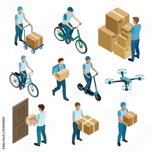 Obraz Delivery service methods isometric illustrations