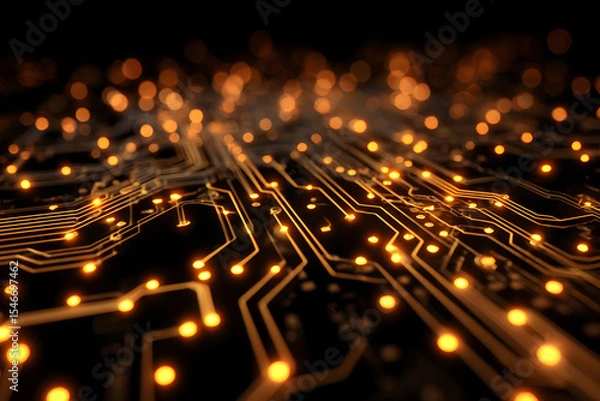 Obraz Glowing Circuit Board Network Abstract Background 