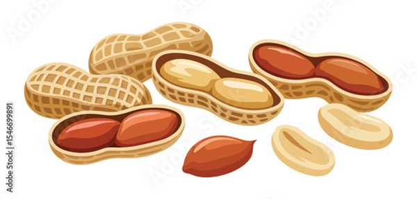 Obraz Delicious roasted peanuts in shells and open