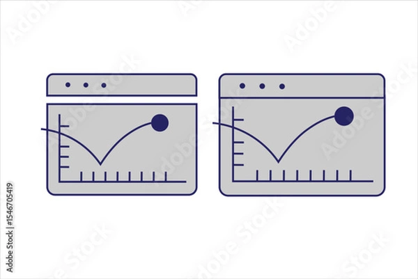 Obraz Bounce rate icons set in gray filled and blue stroke line style