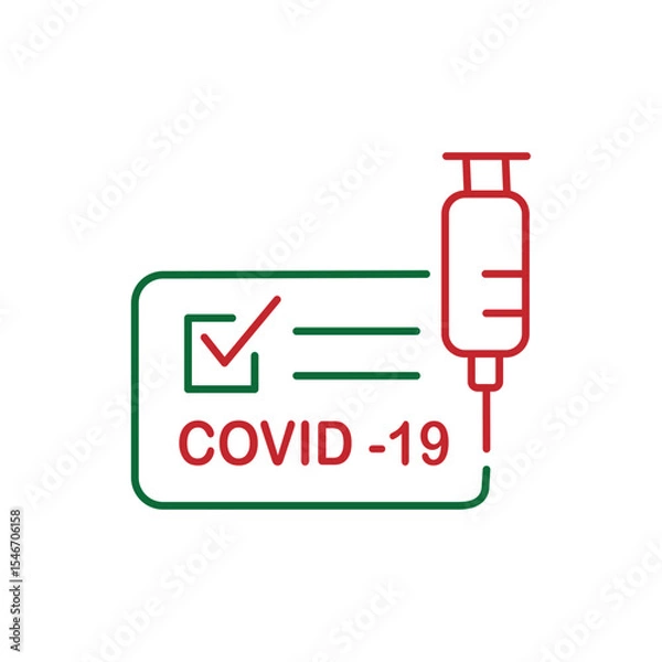 Obraz COVID-19 Vaccine Certificate Icon. Vaccination Document. Vector Illustration