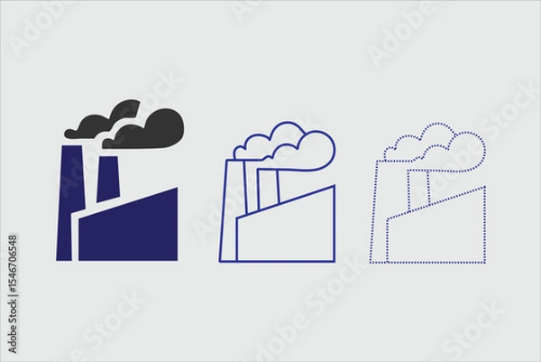 Obraz Factory or plant icons set. Pictogram of an industrial facility or building. Symbol of the production facility on the map.
