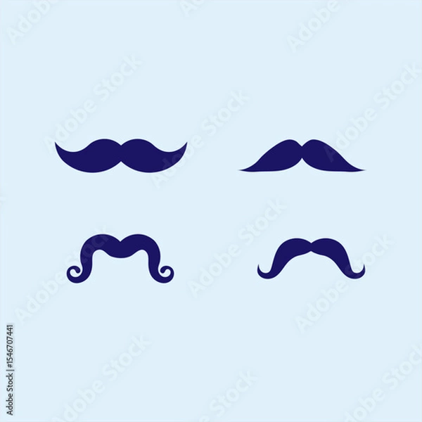 Obraz mustache silhouette vector set, moustache icon collection