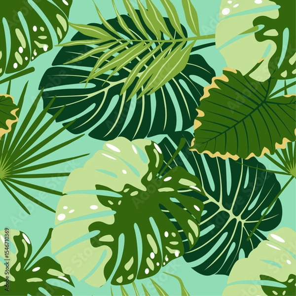 Fototapeta Tropical botanical pattern. Background, wallpaper, textile, and cover design.