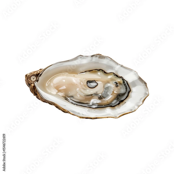 Fototapeta fresh oyster on shell with water droplets on white background