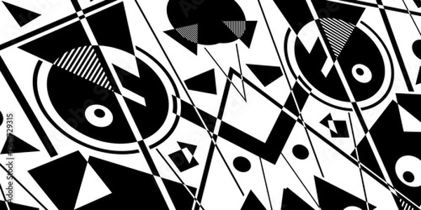 Obraz Abstract black and white simple composition. Geometric design background.