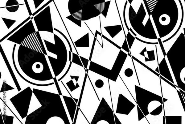 Obraz Abstract black and white simple composition. Geometric design background.