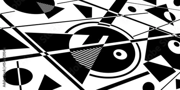 Obraz Abstract black and white simple composition. Geometric design background.