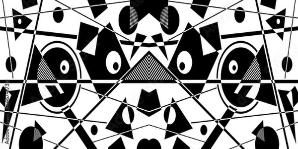 Obraz Abstract black and white simple composition. Geometric design background.