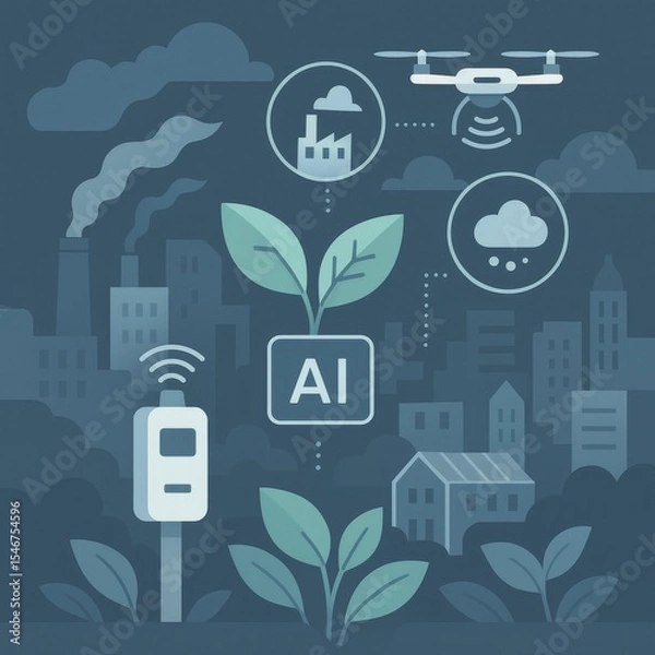 Fototapeta AI air quality monitoring infographic concept
