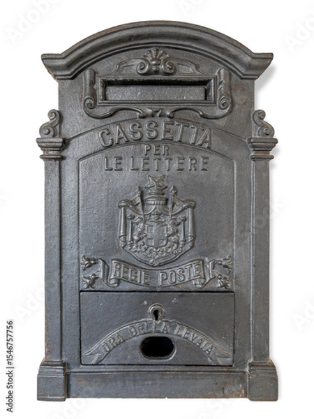 Obraz Vintage Italian Regie Poste (Royal Mail) mailbox isolated on white with clipping path included.