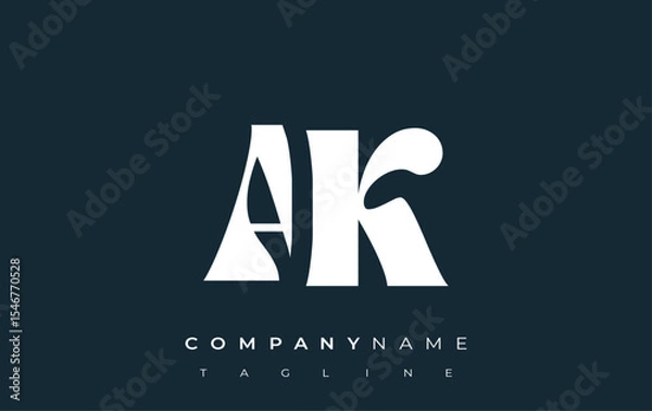 Fototapeta AK Creative Abstract Typography Logo Design. Elegant logo combining bold typography and creative shapes, ideal for branding and identity solutions.