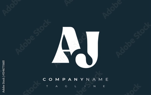 Fototapeta AJ Creative Abstract Typography Logo Design. Elegant logo combining bold typography and creative shapes, ideal for branding and identity solutions.