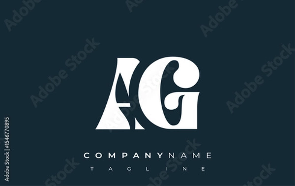 Fototapeta AG Creative Abstract Typography Logo Design. Elegant logo combining bold typography and creative shapes, ideal for branding and identity solutions.