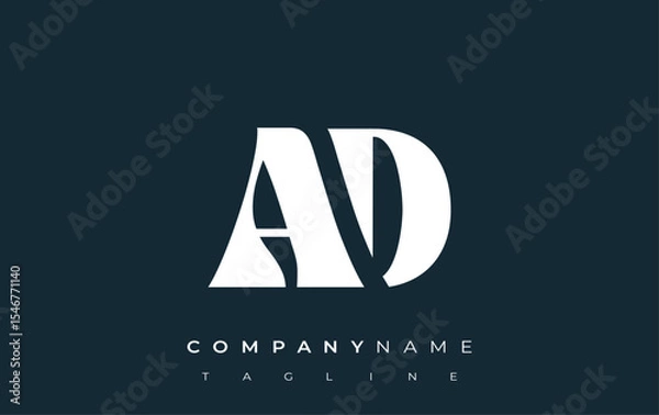 Fototapeta AD Creative Abstract Typography Logo Design. Elegant logo combining bold typography and creative shapes, ideal for branding and identity solutions.