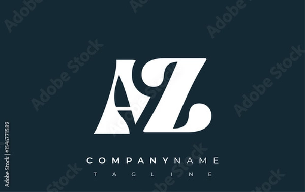 Fototapeta AZ Creative Abstract Typography Logo Design. Elegant logo combining bold typography and creative shapes, ideal for branding and identity solutions.